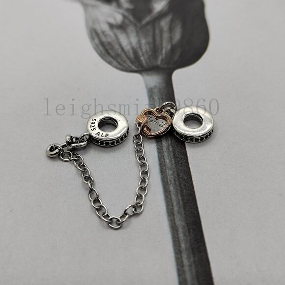 Pandora Family Heart Safety Chain Charm - Picture 4 of 6